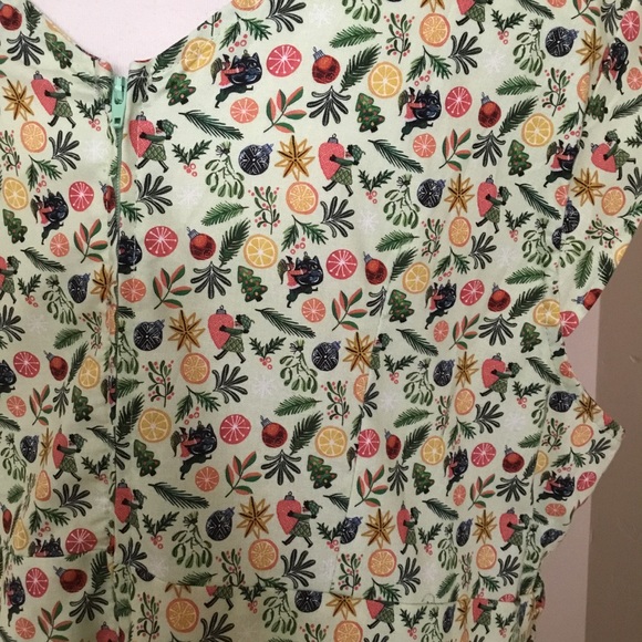 Retro Licious Women’s Dress Christmas Print Green Multicolored Size 2X - Picture 6 of 12